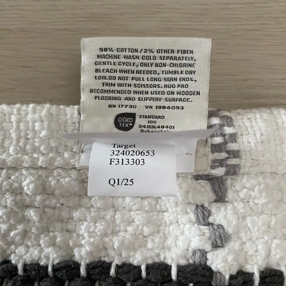 Hearth & Hand Woven 20x32” Grey and White Striped Bath Mat